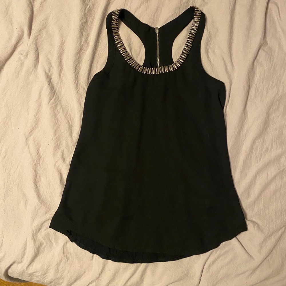 Express Black Tank Top with Silver Embellishments